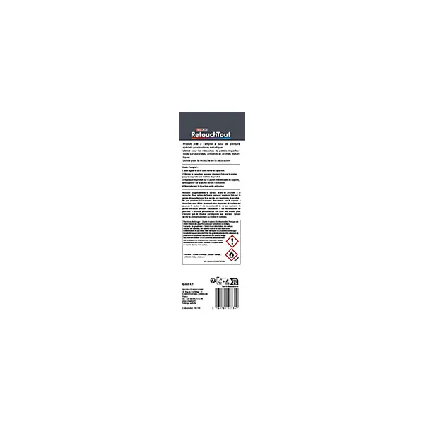 Stylo retouche métal Retouchtout coloris argent chromé brillant 6ml Soloplast