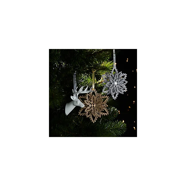 Sujet de Noël tête de cerf blanche 13cm