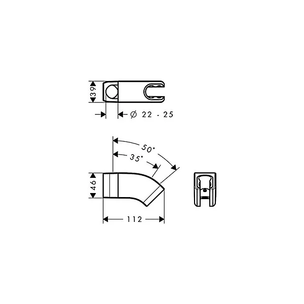 Support de douchette chromé Hansgrohe