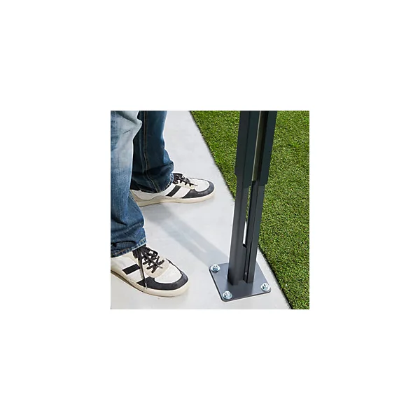 Support de fixation en acier anthracite pour poteau universel de clôture Neva Klikstrom, H.40cm, Base 15 x15cm