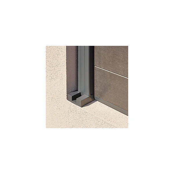 Support de fixation en acier, départ Mural anthracite pour poteau universel de clôture Neva Klikstrom, H.40cm, Base 7,7 x15cm