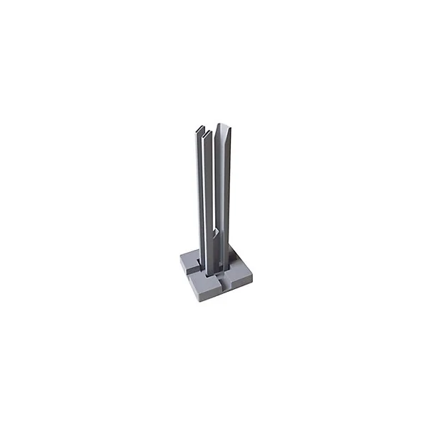 Support de fixation en acier taupe pour poteau universel de clôture Neva Klikstrom, H.40cm, Base 15 x15cm