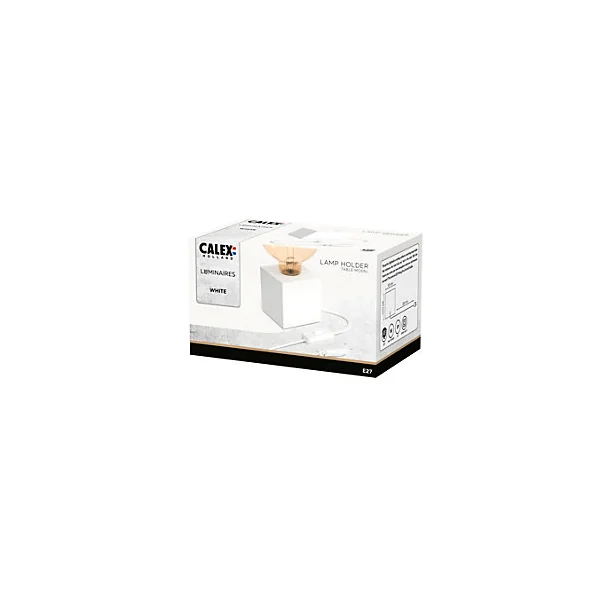 Support de lampe de table Holder blanc mat E27 40W IP44 H.8,5cm Calex
