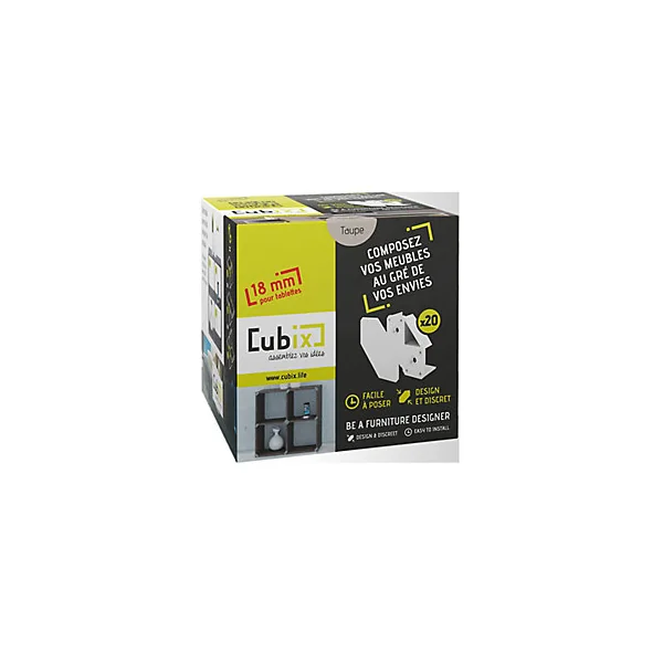 Support de rangement Cubix pour tablettes de 1,8 cm, taupe vendu par 20 pièces