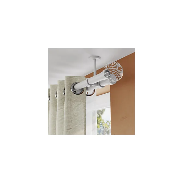 Support double tringle à rideau fixation plafond Anafi métal blanc Ø19/28mm GoodHome