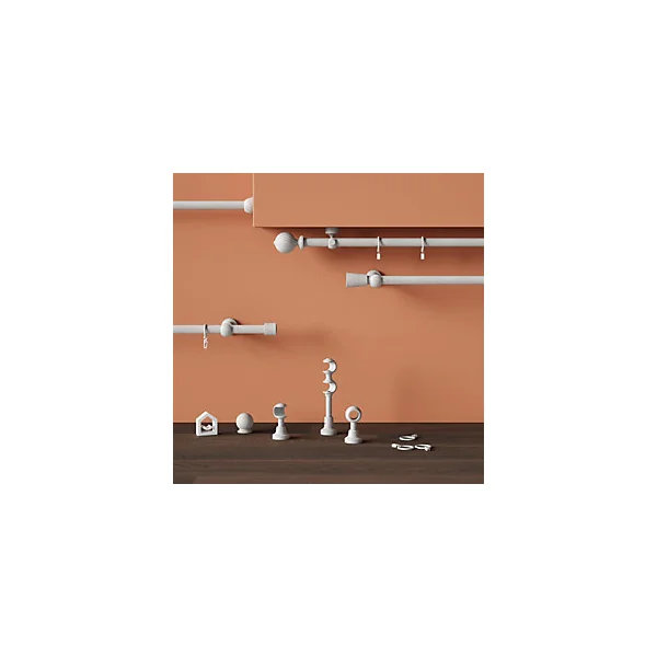 Support double tringle à rideau fixation plafond Chalki bois de frêne blanc Ø28mm GoodHome