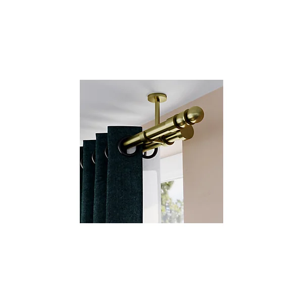 Support double tringle à rideau fixation plafond Elasa métal doré Ø19mm GoodHome