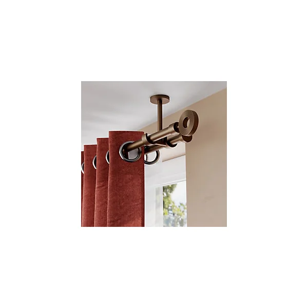 Support double tringle à rideau fixation plafond Kozani métal marron Ø19mm GoodHome