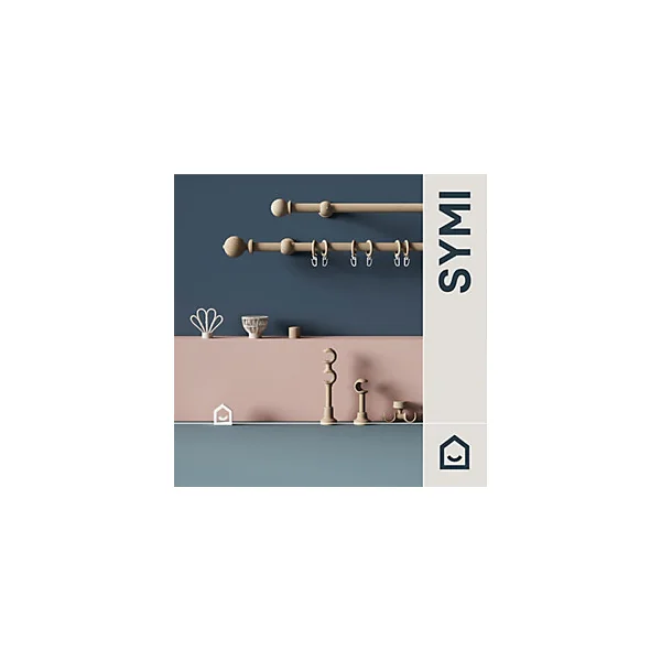 Support double tringle à rideau fixation plafond Symi bois de frêne beige Ø28mm GoodHome