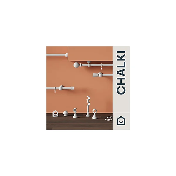 Support double tringle à rideau à percer Chalki bois de frêne blanc Ø28mm GoodHome
