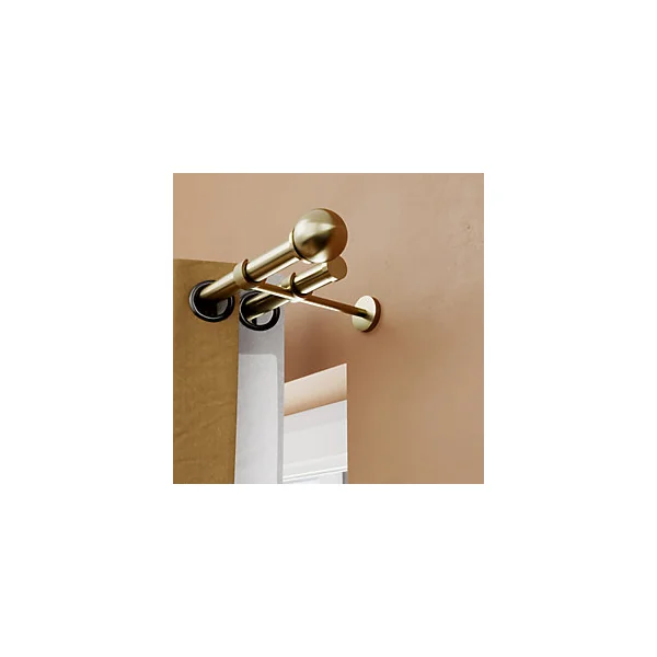 Support double tringle à rideau à percer Elasa métal doré Ø19mm GoodHome