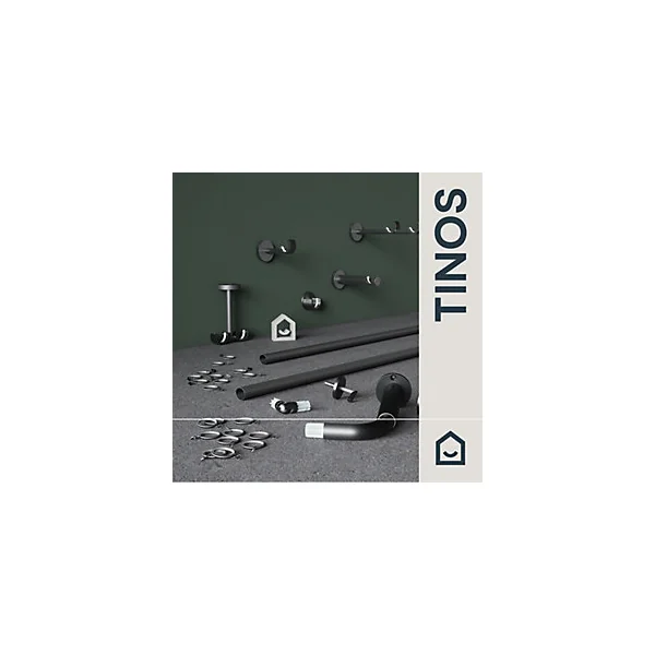 Support double tringle à rideau à percer Tinos métal gris Ø19mm GoodHome