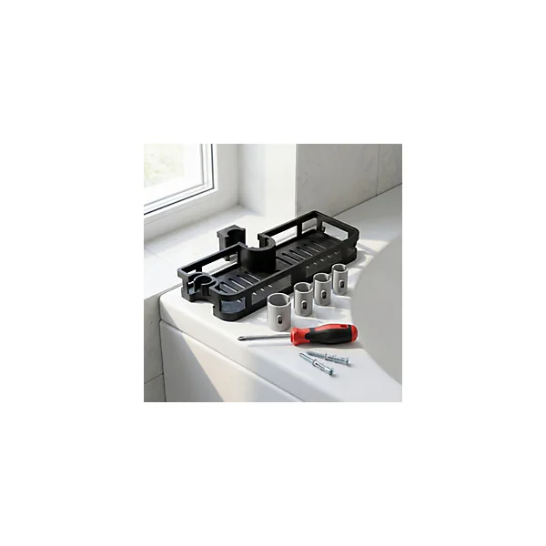 Support douchette/étagère pour barre de douche, noir, GoodHome