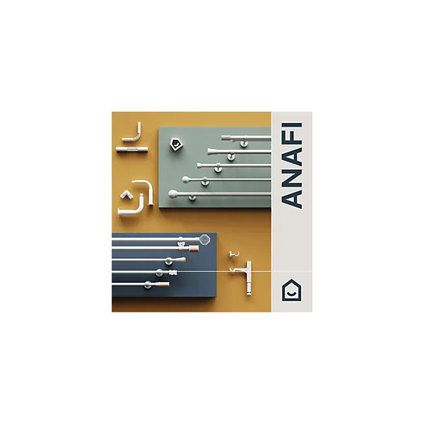 Support extensible coudé tringle à rideau Anafi métal blanc Ø19mm GoodHome