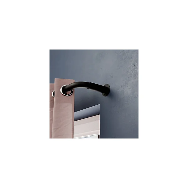 Support extensible coudé tringle à rideau Araxos métal noir Ø19mm GoodHome