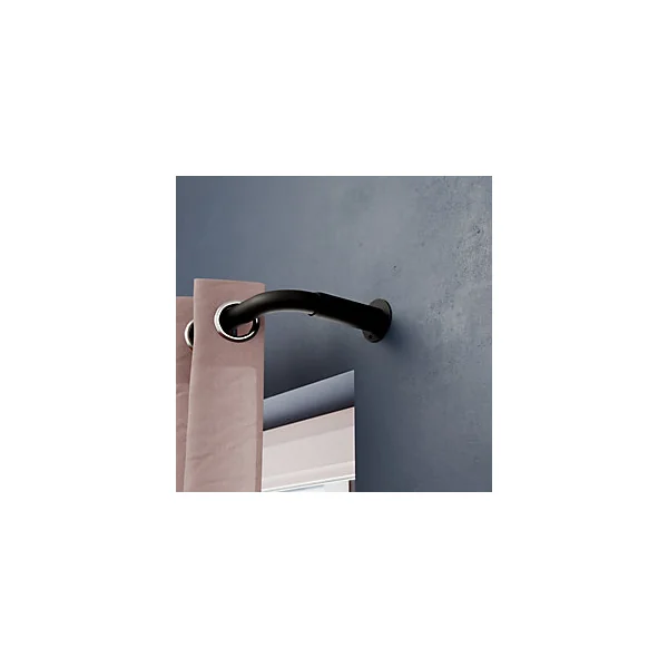 Support extensible coudé tringle à rideau Araxos métal noir Ø28mm GoodHome