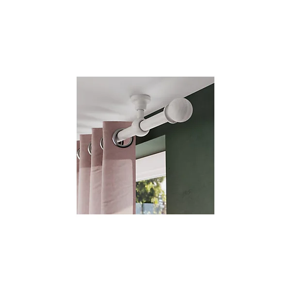 Support oeil tringle à rideau fixation plafond Chalki bois de frêne blanc Ø28mm GoodHome