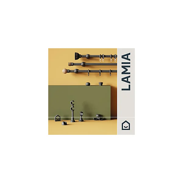 Support oeil tringle à rideau fixation plafond Lamia bois de hêtre noir Ø28mm GoodHome