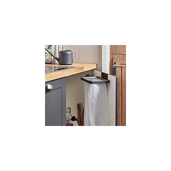 Support porte de placard pour sacs poubelles Kora GoodHome gris anthracite