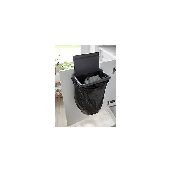 Support porte de placard pour sacs poubelles Kora GoodHome gris anthracite