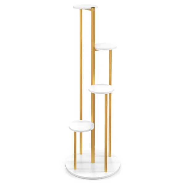 Support pour Plantes d'Intérieur à 5 Niveaux Etagère d'Angle de 125 cm de Haut pour Plantes en Pot Étagère à Fleurs avec Structure en Métal