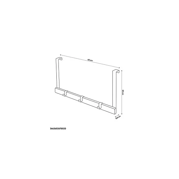 Support pour porte bois naturel et blanc métal + 3 crochets métal blanc Nantua GoodHome
