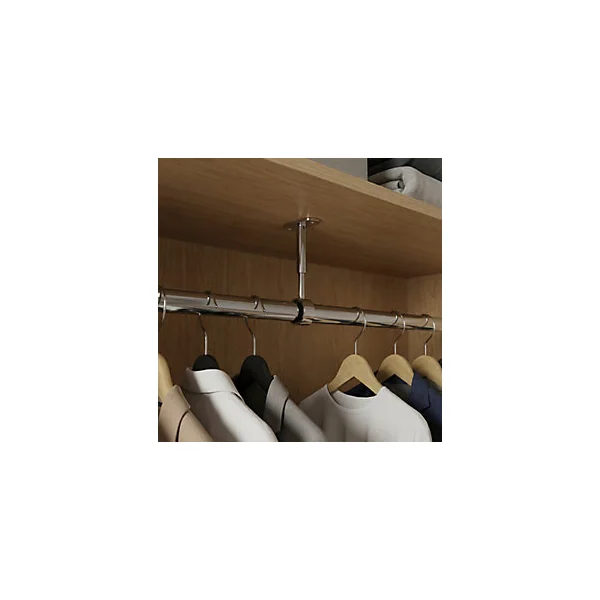 Support réglable aluminium chromé pour tringle de penderie Ø2,5 cm