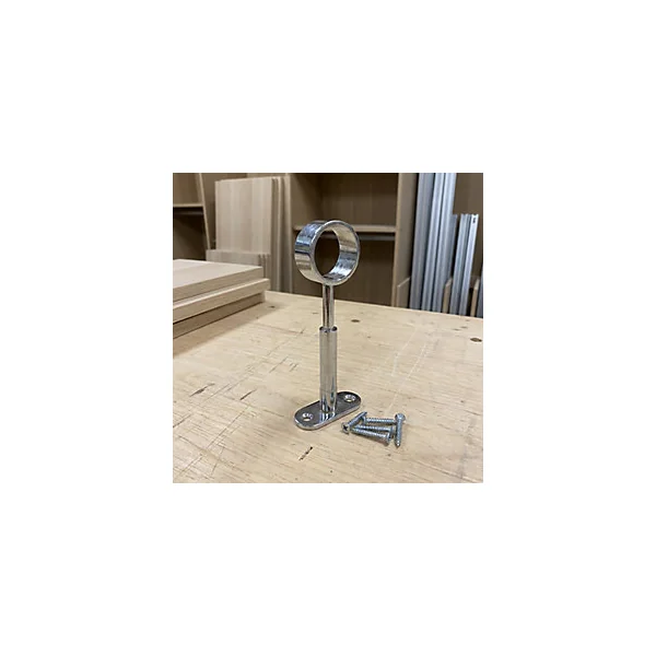 Support réglable aluminium chromé pour tringle de penderie Ø2,5 cm