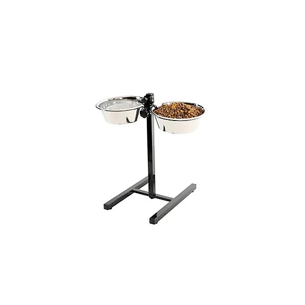 Support réglable pour 2 bols 2,5L en inox pour chiens