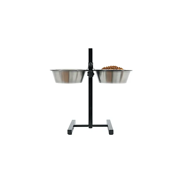 Support réglable pour 2 bols 2,5L en inox pour chiens