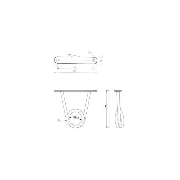 Support sous-tablette pour tringle de penderie Ø 28 mm Cime métal noir