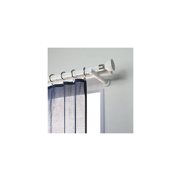 Support tige double ouvert tringle à rideau bois de hêtre blanc Ø28mm L.130/200mm Mobois