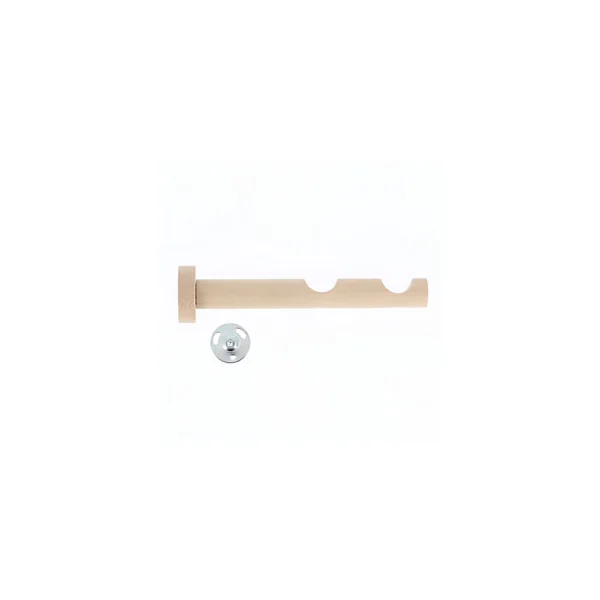 Support tige double tringle à rideau bois de hêtre beige Ø28mm L.130/200mm Mobois
