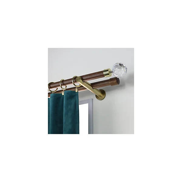 Support tige double tringle à rideau Easy fix métal doré mat Ø20/28mm L.95/175mm Mobois