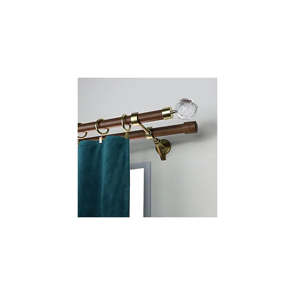 Support tige double tringle à rideau extensible Easy fix métal doré mat Ø20/28mm L.115/215mm Mobois