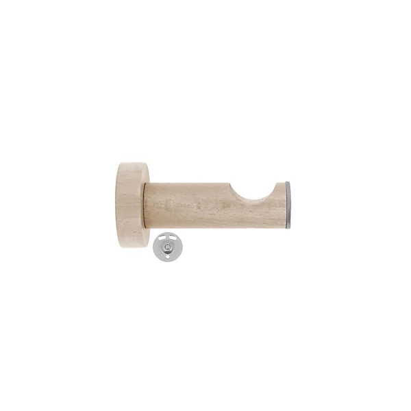Support tige ouvert tringle à rideau beige, gris chormé mat Ø28mm L.80mm Mobois