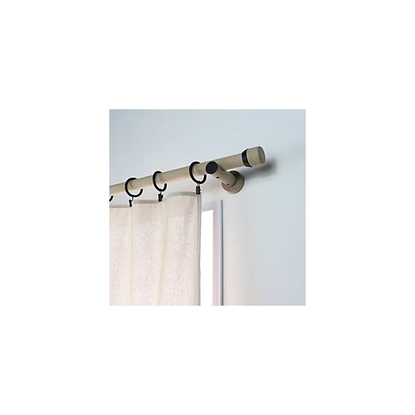 Support tige ouvert tringle à rideau biege, noir Ø28mm L.80mm Mobois