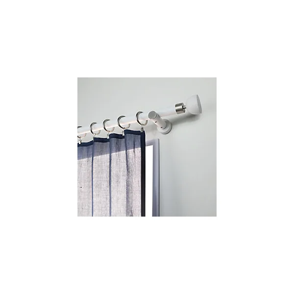 Support tige ouvert tringle à rideau blanc, gris chromé mat Ø28mm L.80mm Mobois