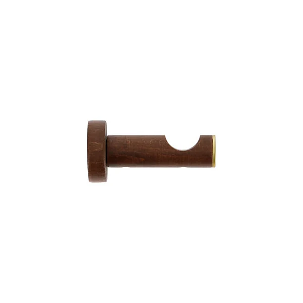 Support tige ouvert tringle à rideau chêne foncé, doré Ø28mm L.80mm Mobois