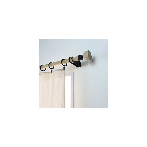 Support tige ouvert tringle à rideau Easy fix métal noir Ø20/28mm L.100mm Mobois