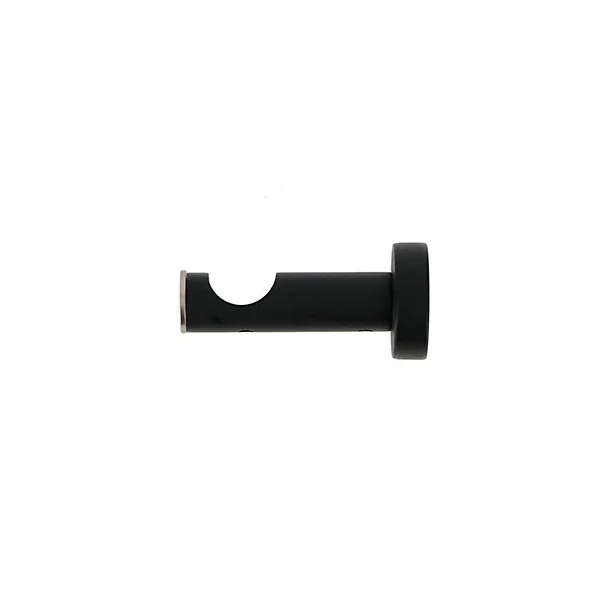 Support tige ouvert tringle à rideau noir, gris chromé Ø28mm L.80mm Mobois