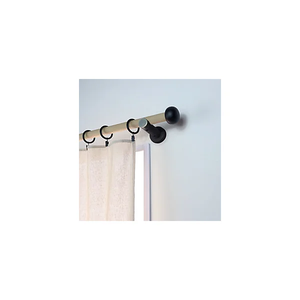 Support tige ouvert tringle à rideau noir, gris chromé Ø28mm L.80mm Mobois