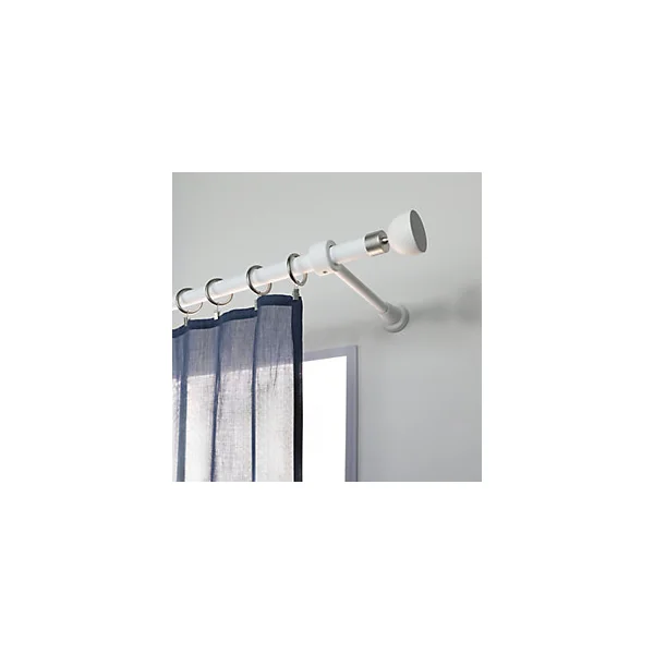 Support tringle à rideau bois de hêtre blanc Ø28 cm L.100/300mm Mobois