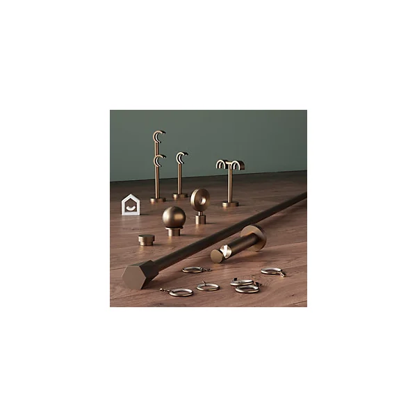 Support tringle à rideau extra court à percer Kozani métal marron Ø19mm GoodHome