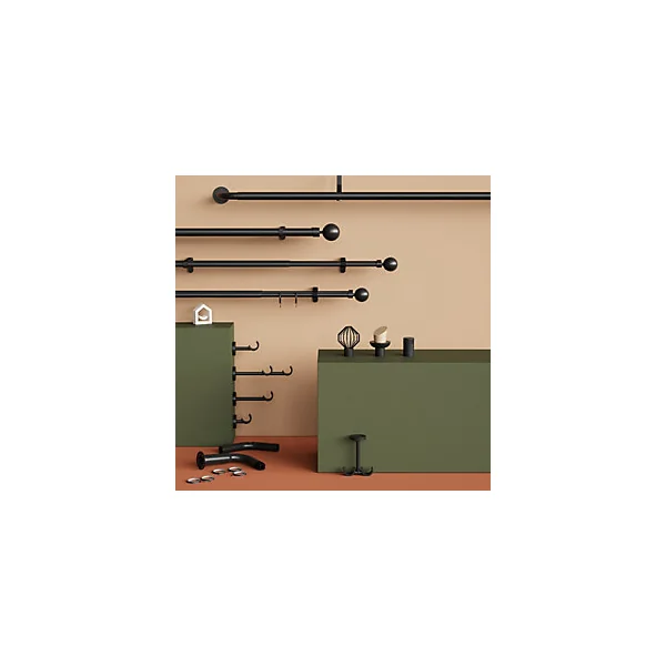 Support tringle à rideau à percer Araxos métal noir Ø19/28mm GoodHome