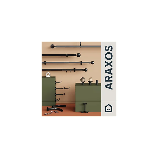 Support tringle à rideau à percer Araxos métal noir Ø19/28mm GoodHome