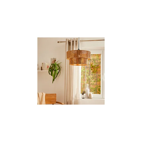 Suspension 1 lampe aspect fibres naturelles Ø38cm E27 42W GoodHome Brolga