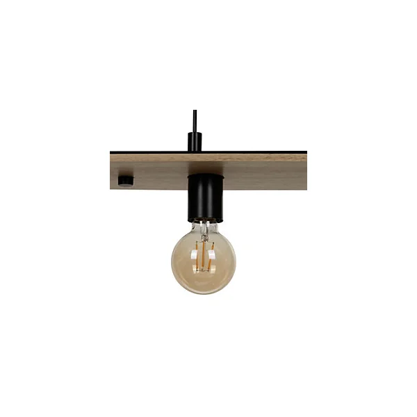 Suspension 4 lampes rectangle noir et effet bois E27 28W L.77 x 110 cm GoodHome Dunlin