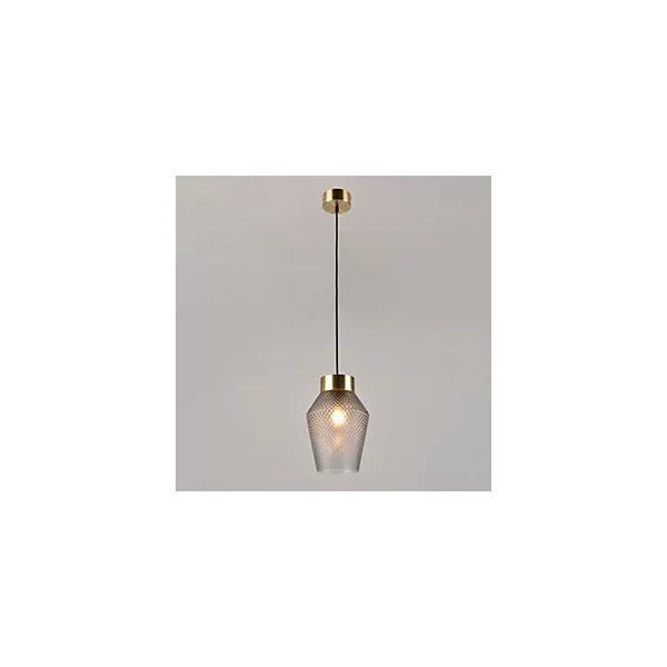 Suspension Acerola verre sculpté IP20 E27 60W H.28 x Ø19 cm fumé Corep