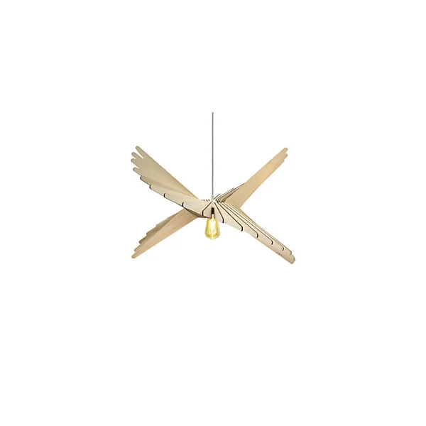 Suspension Albatros bois câble torsadé chanvre E27 60W IP44 Ø80 x H.193cm Atelier Loupiote